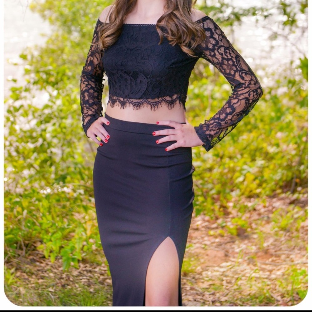 Black two piece formal dress